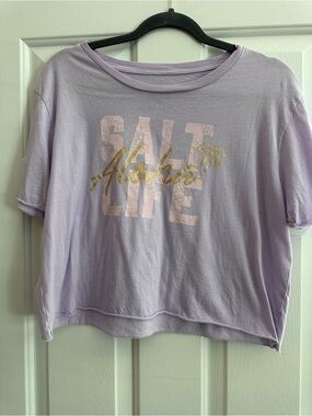 Salt Life Lavender Aloha Crop Top with Gold Accent